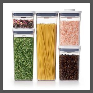 Open Box - OXO -  Food Storage Jars Clear Set White 5pc Plastic  White